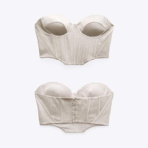 Zara blogger favorite  Pearl Gray Satin Effect Corset Top - Picture 13 of 15